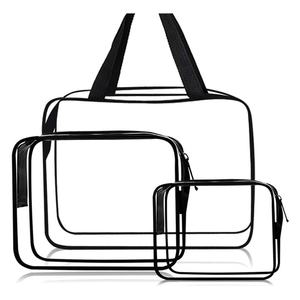 Bolsa de Aseo Transparente Reutilizable de PVC para Mujer, Bolsa de Viaje con Cierre, Bolsa de Maquillaje Impermeable con Etiqueta Privada - Product Image 3
