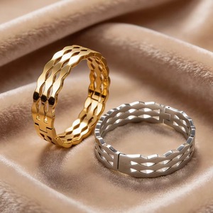 Bracelet de luxe tressé en acier inoxydable, double couche, creux, plaqué or 18 carats et argent, idéal pour un cadeau d'anniversaire - Product Image 3