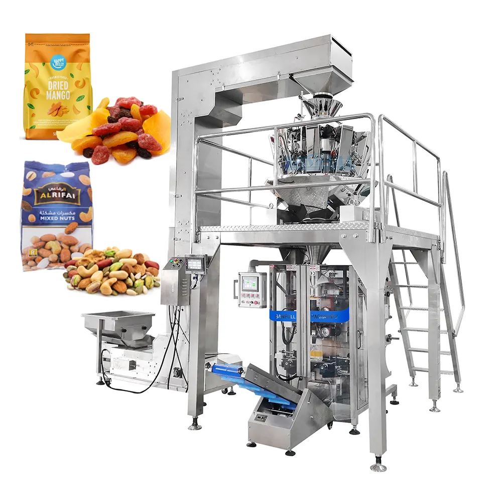 Máquina de embalagem de frutas seca, automática vertical vffs embalagem porcas misturadas noz seca máquina de embalagem de frutas 50g a 1kg