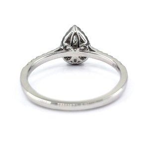Bague en or blanc massif 18 carats avec diamants véritables taille brillant en forme de poire, sertie pavé, pour femme, idéale pour anniversaire ou mariage - Product Image 3