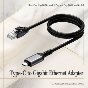 Adaptateur Ethernet USB-C 1 Gbit/s RJ45 vers Type-C – Câble réseau filaire à latence nulle pour le gaming et le streaming en direct – OEM - Product Image 1