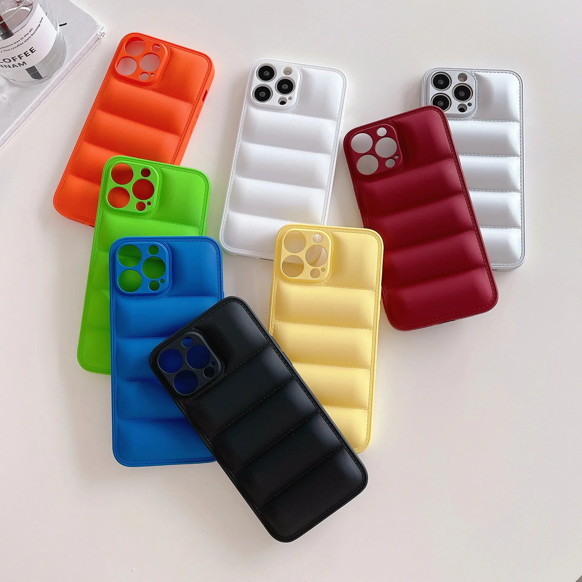 Ins Puffer Case Fashion Down Jacket Phone Case Soft TPU Gradient Color Phone Case For Apple Iphone 11 12 13 14