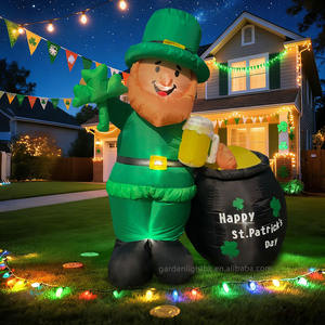 Duende Inflable de 6 Pies con Luz LED para el Día de San Patricio, Alimentado por CC, Sostiene una Cerveza y una Trébol de la Suerte en una Cacerola Dorada, para Decoración de Jardín y Patio - Product Image 3