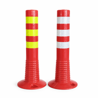 Poteau de délimitation flexible en PU côtelé de 29 pouces (735 mm) anti-impact, borne de voie avec film réfléchissant à ressort, marque XiangHong, sans alimentation