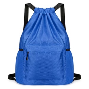 Mochila con cordón de nailon, bolsa con cordón para exteriores, Ripstop, con bolsillo frontal con cremallera, bolsillos laterales de malla, mochila informal ligera para el día a día - Product Image 2