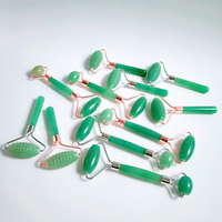 Rouleaux de massage en jade vert aventurine pour la vente en gros DIY, rouleaux de massage à une main et rouleaux à bords rugueux