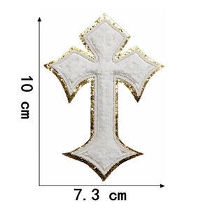 En Stock <span class=keywords><strong>Bible</strong></span> Croix Patch Fer sur Broderie Chenille Paillettes Glod Bord Applique Christian Patches pour Vêtements - Product Image 4