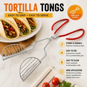 Pince à tacos portable en forme de U en acier inoxydable, supports à tortillas polyvalents, moule à tacos frits, ustensiles de cuisine - Product Image 5