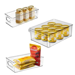 6包冰箱收纳盒无双酚a可堆叠塑料餐具室食品储物盒，带切口手柄