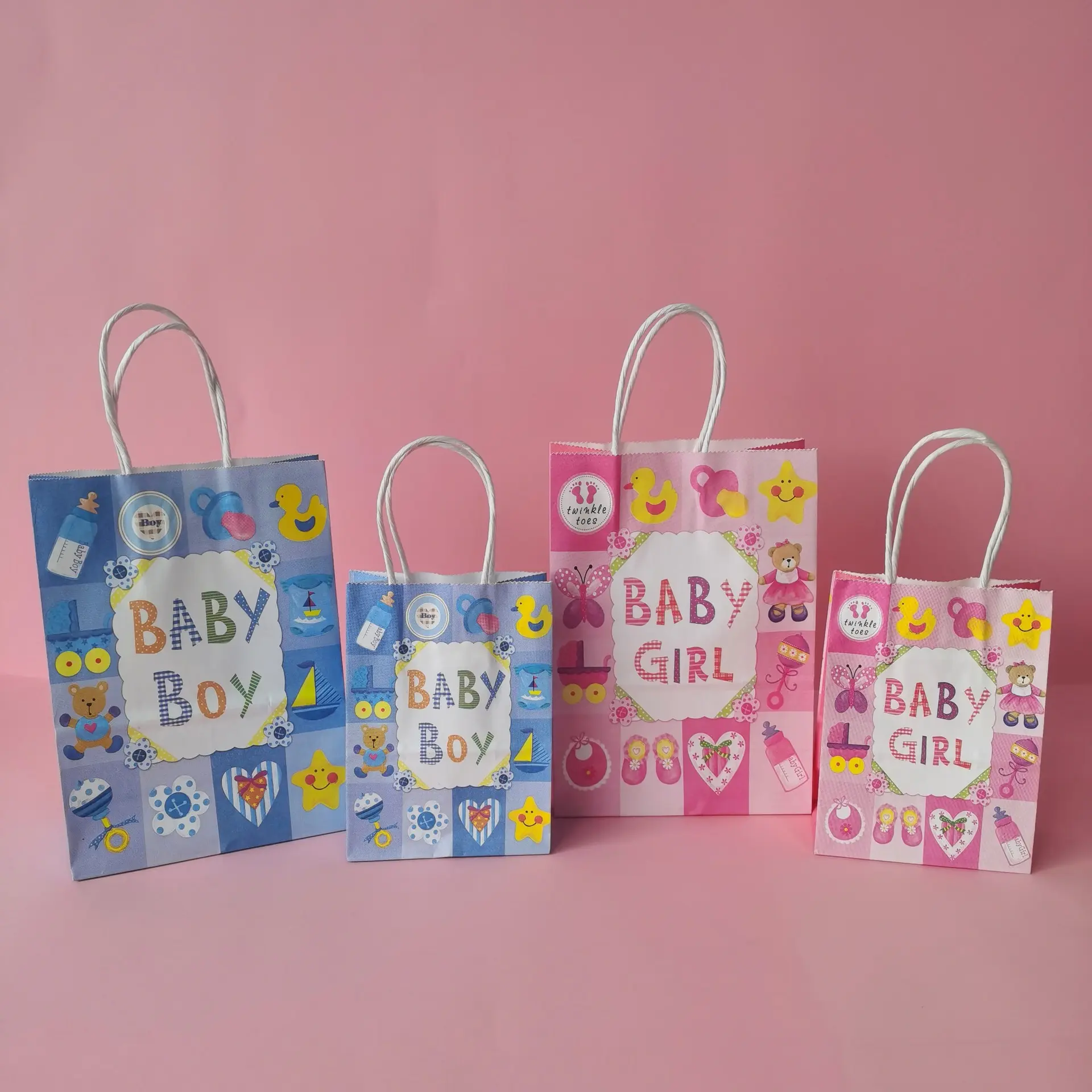 Bolsa de papel portátil para decoração de chá, saco de papel, decoração de bebê, feliz aniversário, festa, presente, alfabeto, menina