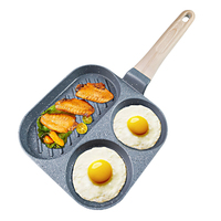 Poêle à frire carrée antiadhésive 3-en-1 à fond induction pour petit-déjeuner, œufs, gâteaux et steaks, avec 3 cavités, vente en gros