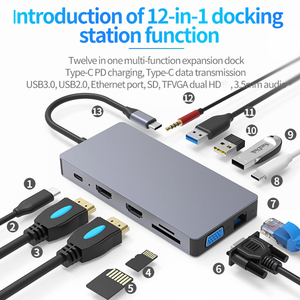 Hub USB Tipo C 11 en 1 con Logotipo Personalizado, <span class=keywords><strong>Adaptador</strong></span> USB 3.0, Hub USB para Laptop, Teléfono Móvil, Tableta y Computadora - Product Image 2
