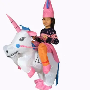 Colorful Customized Design Kids Party Cosplay Blow Fancy Dress Upinflatable Animal Mascot Rider Unicorn Women Costumes