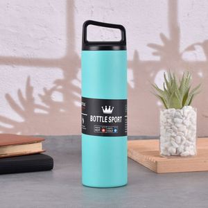 500ml 304 Stainless Steel Vacuum Insulated Water Bottle, Portable Outdoor Sports Bottle with Handle Lid, Stylish Straight Cup - Product Image 5