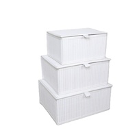 Panier de rangement en bambou blanc Couvercle de conteneur rectangulaire pliant écologique pour l'organisation de la maison pour la décoration