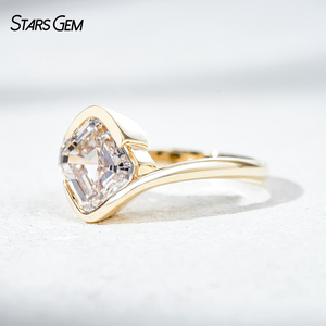 แหวนเพชรทรงแอสเชอร์ 4 กะรัต ทองคำขาว 14k จาก Starsgem ประดับเพชรเพาะเลี้ยงเจ็ดเม็ด ดีไซน์แบบ Eternity Solitaire - Product Image 6
