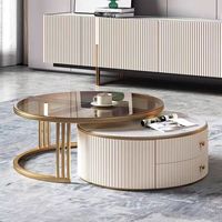 Meuble TV de luxe léger de style nordique moderne et ensemble de table basse modèle haut de meubles en bois pour les petits espaces