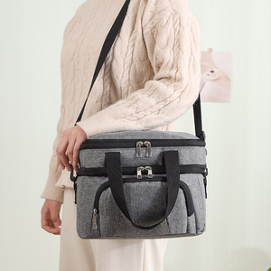 Sac à lunch isotherme double couche, sac isotherme Oxford, grande capacité, porte-aliments thermique avec bandoulière, pour le bureau, le pique-nique - Product Image 3
