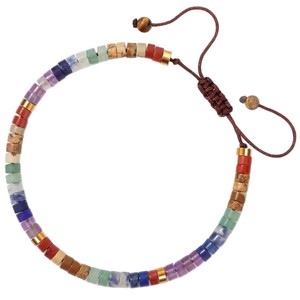 Pulsera Tejida a Mano con Colores del Arcoíris, Estilo Bohemio, Siete Vetas, Piedra Natural, Ajustable para Mujer - Product Image 6