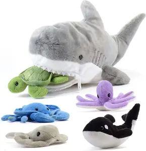 Cute Customized Stuffed Plush Toy Plush Toy Shark Stuffed Animal with 5 Stuffed Animals Sea Friends