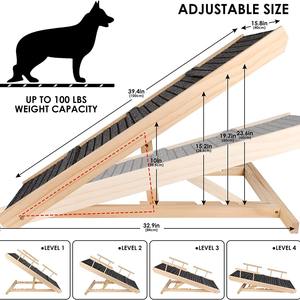Rampe en <span class=keywords><strong>bois</strong></span> portable pour chiens et chats, hauteur réglable, design de garde-corps antidérapant, utilisation en <span class=keywords><strong>voiture</strong></span>, jouet pour chien - Product Image 2