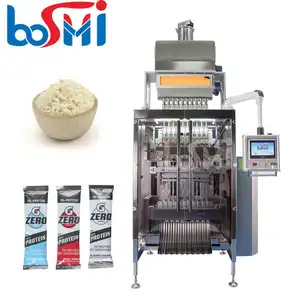 Automatic 3 side/4 side seal sachet whey protein powder packing machine multi lane protein powder packaging machine