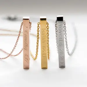 Браслеты Inspire Jewelry на заказ, ожерелье с текстами Библии, персонализированное христианское Писание, 3D подвеска-брусок, подарок сестре, религиозное золото