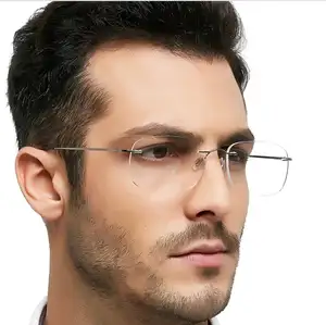 Trendy Top Quality Pure Titanium Eyewear Frame Light Rimless Eyeglasses Flexible Eyeglasses Frames