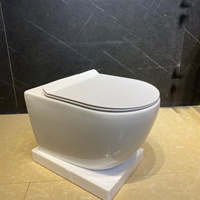 Inodoro Moderno Suspendido de Pared, Cerámico sin Borde, con Descarga Trasera y Tanque Oculto, para Proyectos de Baños de Hoteles de Alta Gama