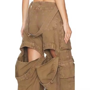 Jeans de Mujer Estilo Vintage, Diseño Nuevo, 100% Algodón, Lavado Ácido, Efecto Desgastado, Múltiples Bolsillos, Parches, Corte Holgado, Cintura Media - Product Image 6