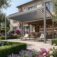 Pergola en acier économique avec cadre en aluminium, à lamelles réglables manuellement, pour patio extérieur et jardin