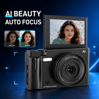 Fotocamera AI per Bellezza 2100MP 4K con Schermo Touch Flip da 3.0 Pollici, Autofocus, WiFi, Editing Foto Selfie, 10 Filtri, Sticker, Vlog Cam, Zoom 2x-7x