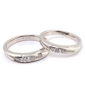 Anillo de Diamantes de Boda, Oro Blanco de 18k, Bandas de Moissanita VVS1, Anillo de Compromiso para Mujer y Hombre, Redondo, Juego de Pareja, Personalizable - Product Image 3