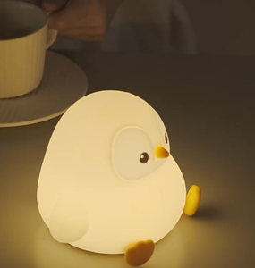 Battery Powered USB Rechargeable LED Cute Penguin Silicone Night <b>Lamp</b> <b>Touch</b> Control baby Sleep light for Children's Bedroom - Product Image 3
