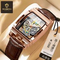 Nouvelle Montre Cyber Célébratoire Brevetée 2022 pour Homme, Boîtier Carré Transparent, Mouvement Squelette à Visiblité Totale, Étanche, Modèle International