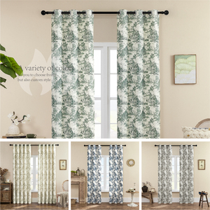Cortinas <span class=keywords><strong>de</strong></span> Lino Estampadas con Reducción <span class=keywords><strong>de</strong></span> Luz, Estilo <span class=keywords><strong>de</strong></span> Boceto Botánico Floral, Verde <span class=keywords><strong>de</strong></span> Alta Calidad, 1 Pieza, Cortinas Tejidas <span class=keywords><strong>de</strong></span> Zhejiang Plant - Product Image 2