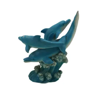 अनुकूलित पॉलीरेसिन डॉल्फिन आभूषण, घर की सजावट के लिए प्यारे समुद्री जानवर की मूर्ति, मछली टैंक एक्वेरियम सजावट, समुद्री शैली