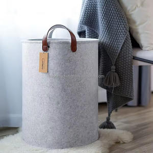 Hot Ins Foldable Laundry <b>Basket</b> with Leather Handle Washable Felt Dirty Clothes Storage for Bedroom or Bathroom Use - Product Image 6