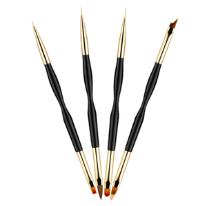 Lot de 4 pinceaux double tête pour nail art, en nylon, à double extrémité, pour la peinture fine, idéal pour la décoration des ongles en salon - Product Image 2