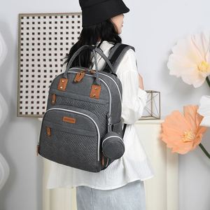 Custom Your Logo Waterproof Mommy <b>Backpack</b> Set 2pcs Portable Baby Diaper Bags With USB - Product Image 6