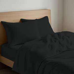 Juego de Sábanas de Algodón Negro, Tamaño Francés, Incluye Fundas de Almohada - Product Image 3