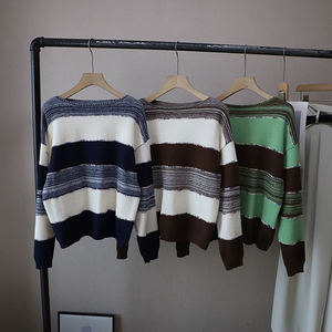 Nouveau Pull Tricoté Imprimé Rayé Color Block Amincissant et Polyvalent pour Femme, Collection Automne 2026, Effet Rajeunissant, Tendance et Personnalisé - Product Image 4