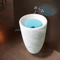 Lavabo de salle de bain autoportant moderne en pierre naturelle, lavabo sur piédestal en marbre de Carrare pour la maison, l'hôtel, la villa, la salle de bain