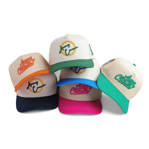 Casquettes de baseball unisexes entièrement personnalisées en gros, 5 panneaux, brodées, en tissu de coton, taille ajustable, bicolores, pour le sport - Product Image 3