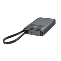 Batterie externe 10000mAh avec câble USB-C intégré, écran numérique circulaire LED, charge rapide PD 35W