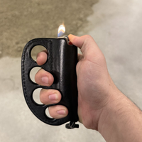 Étui à briquet en cuir style punk, fait main, avec coutures, étui à briquet vintage, sac de rangement pour briquet, accessoire pour le camping en plein air