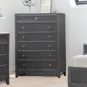 Muebles de Dormitorio de Madera Maciza Marrón Vintage, Juego de Muebles de Dormitorio Modernos de Madera Clara - Cama con Cabecera Tapizada - Product Image 3