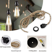 Suspension en corde de jute avec support de lampe E27 en bakélite, kit de fixation pour éclairage de plafond, support de câble et douille de lampe