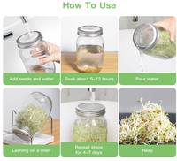 2 bocaux en verre de qualité alimentaire à large ouverture, résistants au congélateur, avec couvercles de germination en acier inoxydable 316