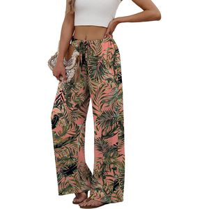 Women's <b>Linen</b> Summer Palazzo Pants Wide Leg High Waist Breathable Beach Trousers With Pockets - Product Image 4